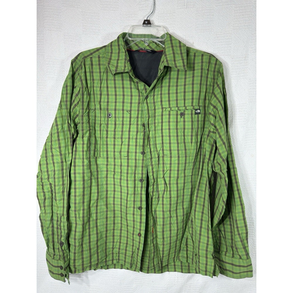 The North Face Men's Green Plaid Button Up Long Sleeve Shirt‎ Size Medium